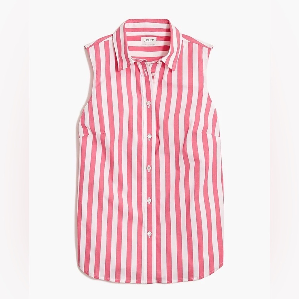 J.CREW Sleeveless cotton-blend poplin shirt in signature fit